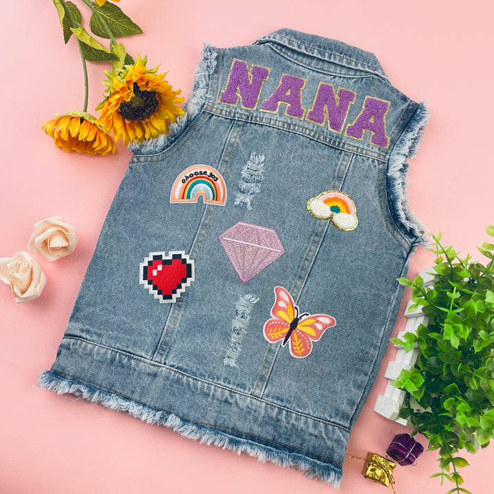 Personalized Childrens Patch Denim Vest