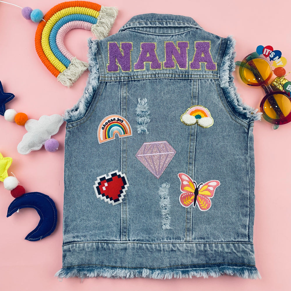 Personalized Childrens Patch Denim Vest