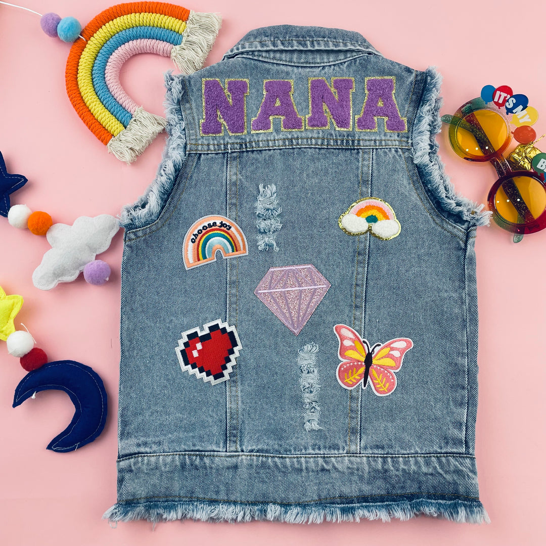 Personalized Childrens Patch Denim Vest