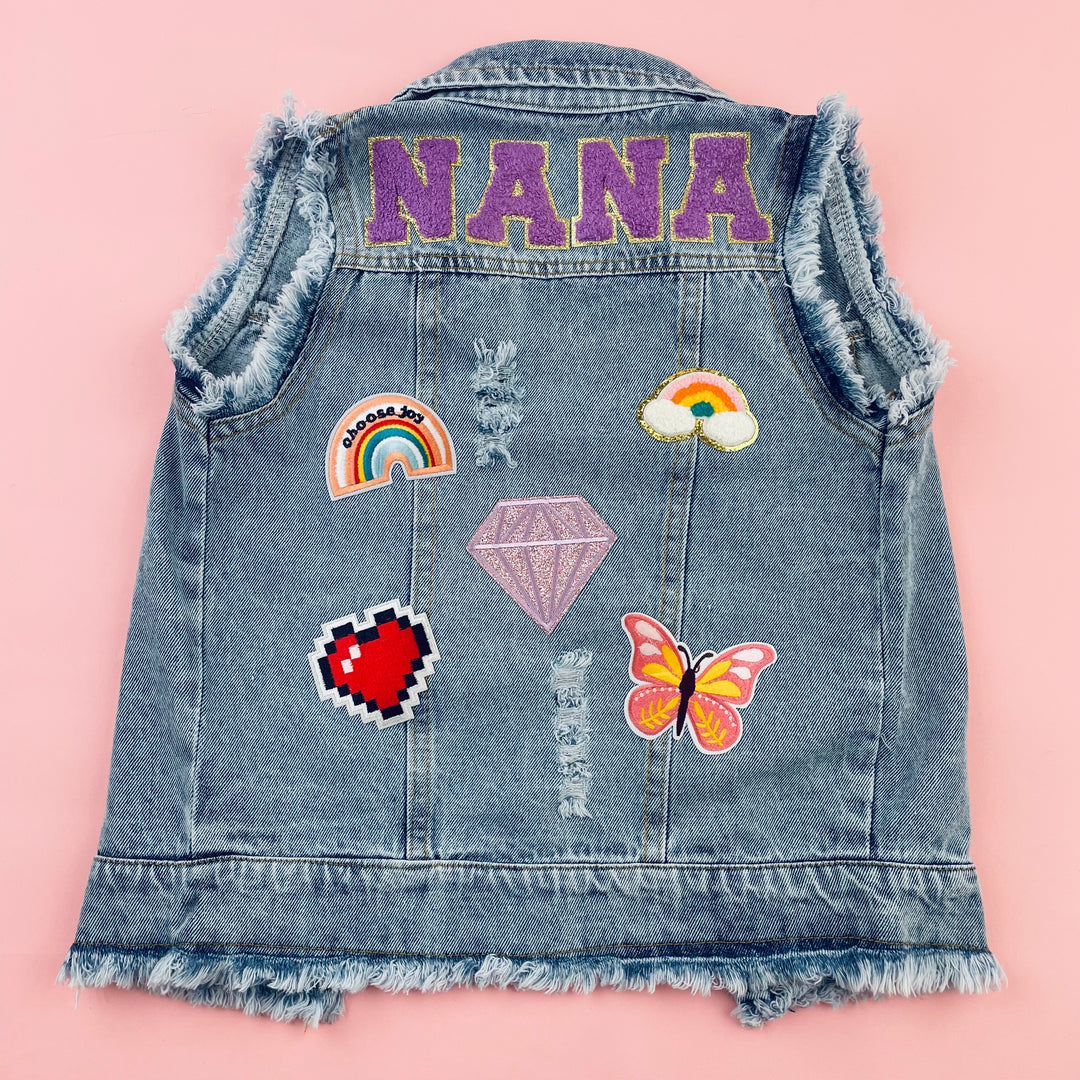 Personalized Childrens Patch Denim Vest