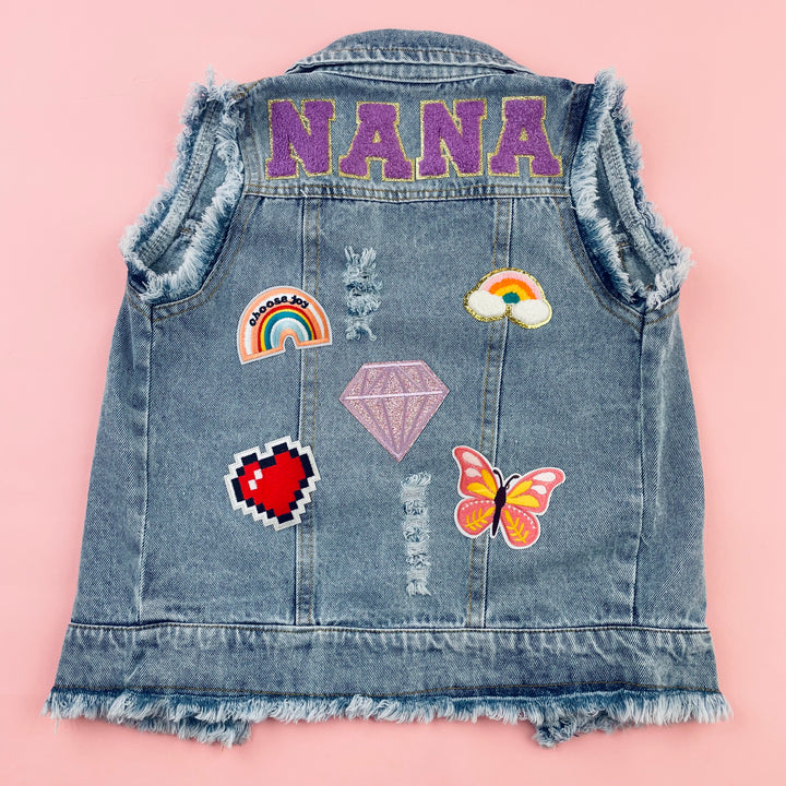 Personalized Childrens Patch Denim Vest