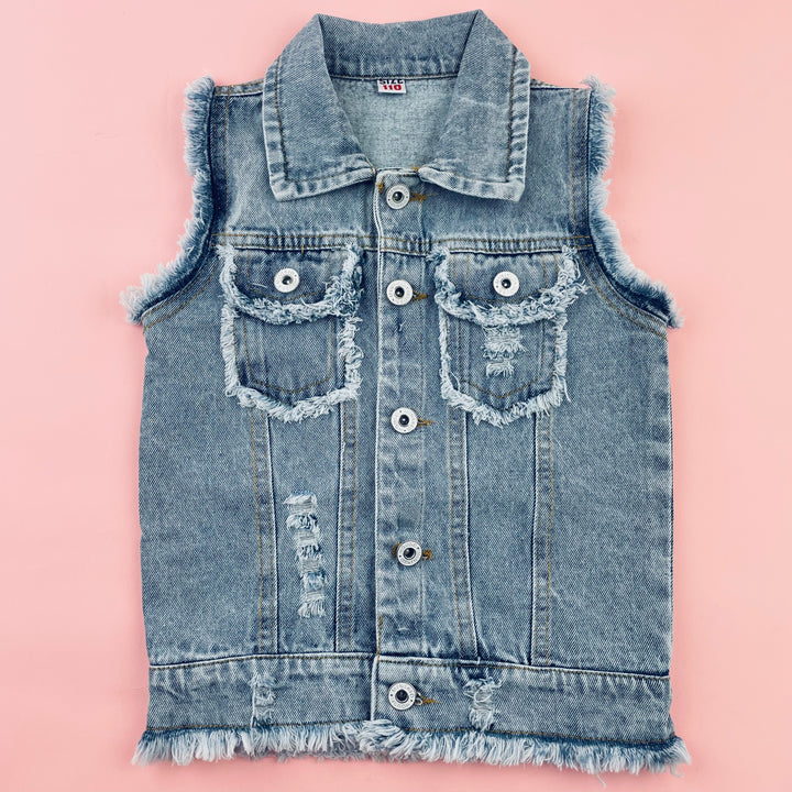 Personalized Childrens Patch Denim Vest