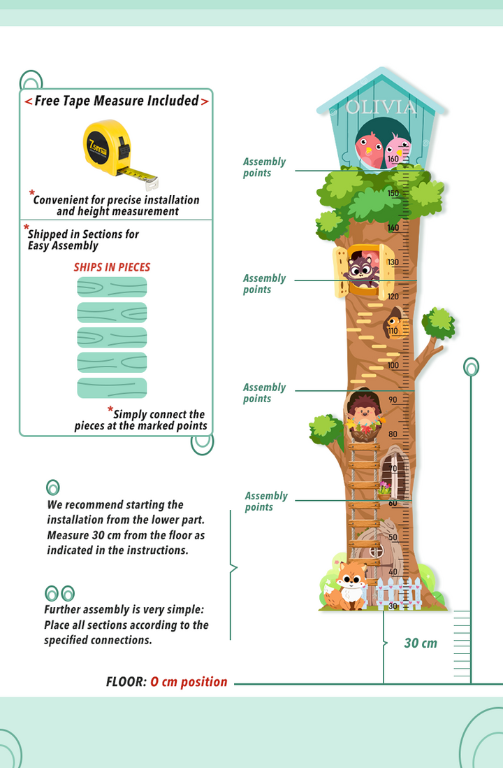 Personalized Wooden Treehouse Growth Chart