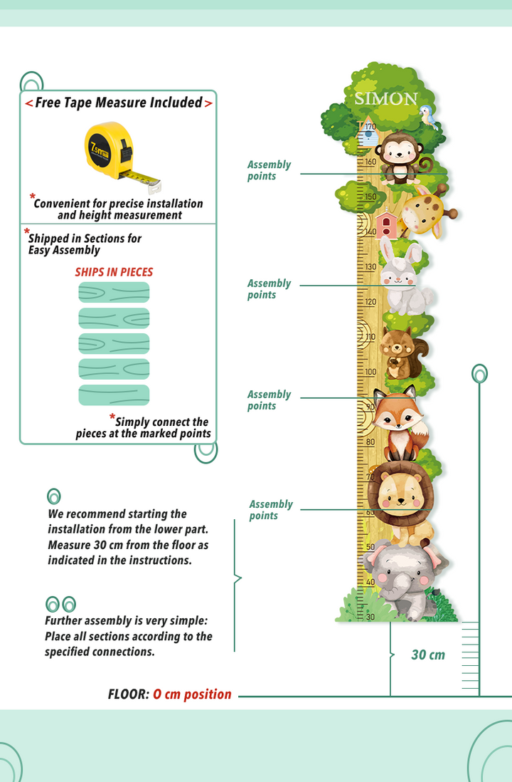 Personalized Wooden Forest Friends Growth Chart