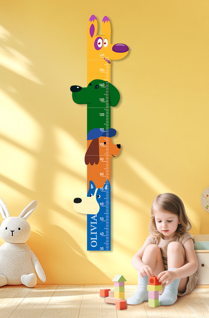 Personalized Wooden Colorful Dog Parade Growth Chart