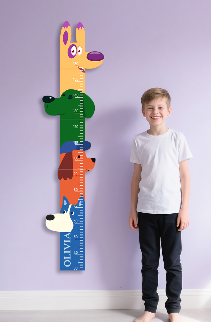 Personalized Wooden Colorful Dog Parade Growth Chart