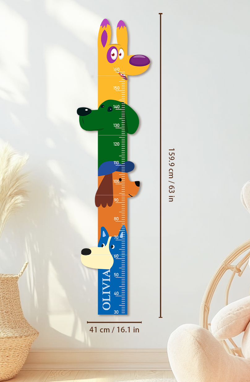 Personalized Wooden Colorful Dog Parade Growth Chart