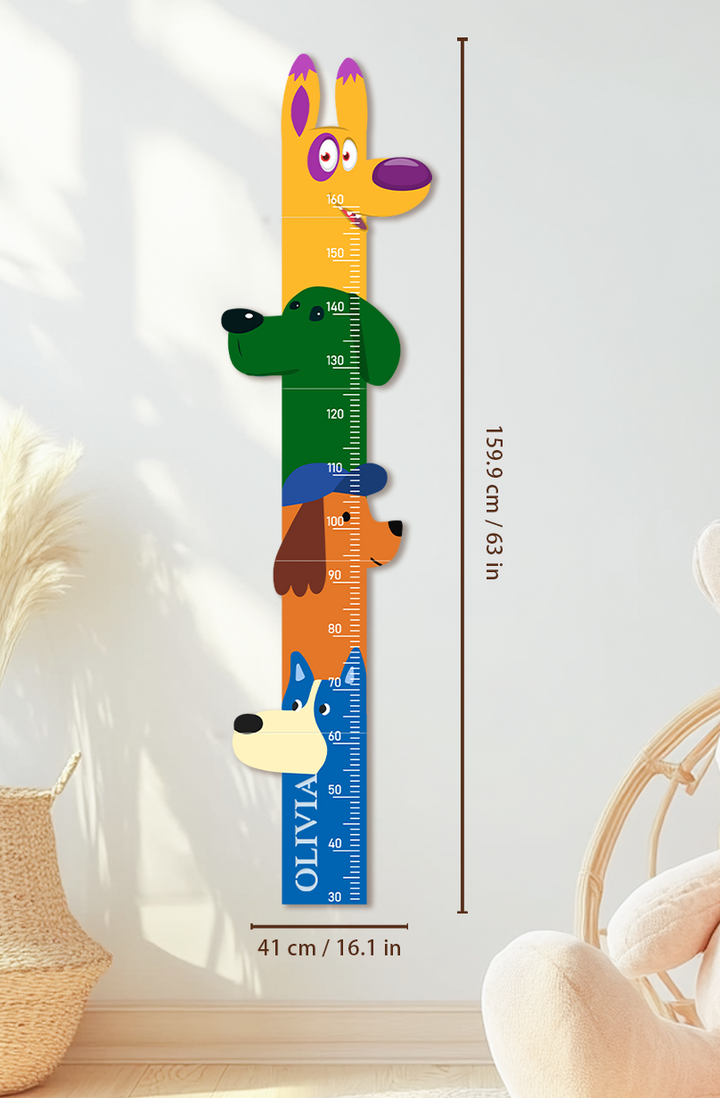 Personalized Wooden Colorful Dog Parade Growth Chart