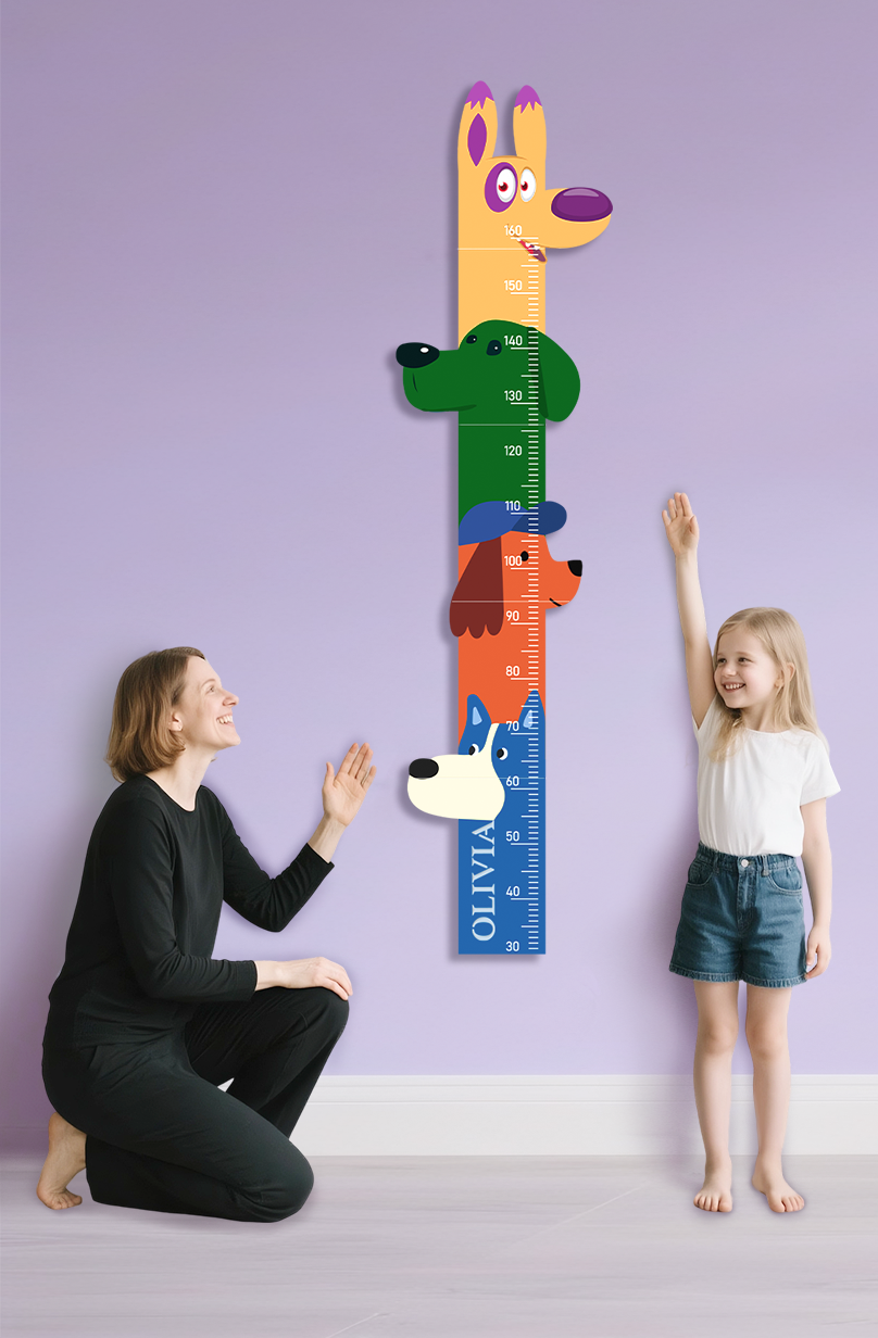 Personalized Wooden Colorful Dog Parade Growth Chart