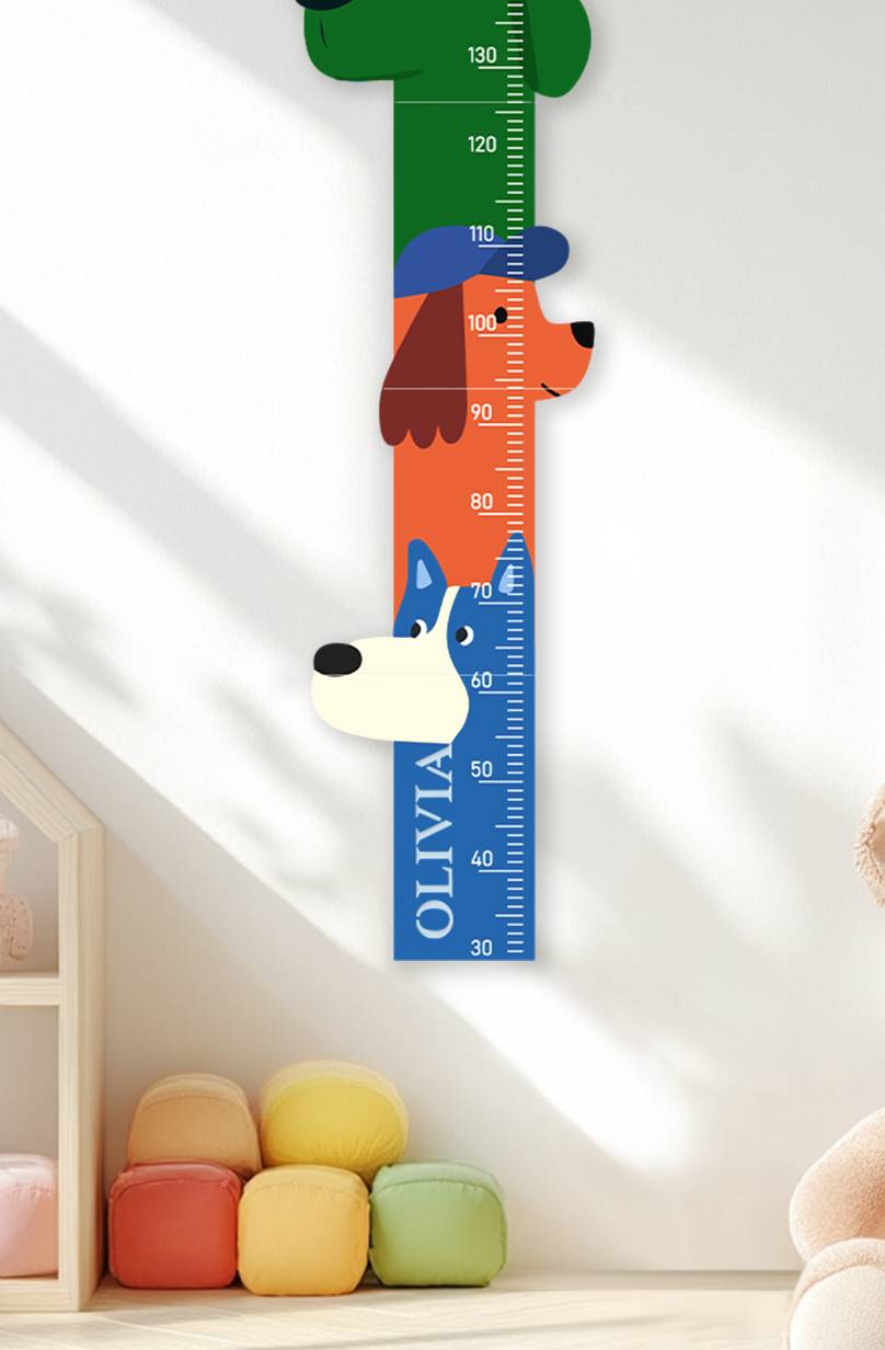 Personalized Wooden Colorful Dog Parade Growth Chart