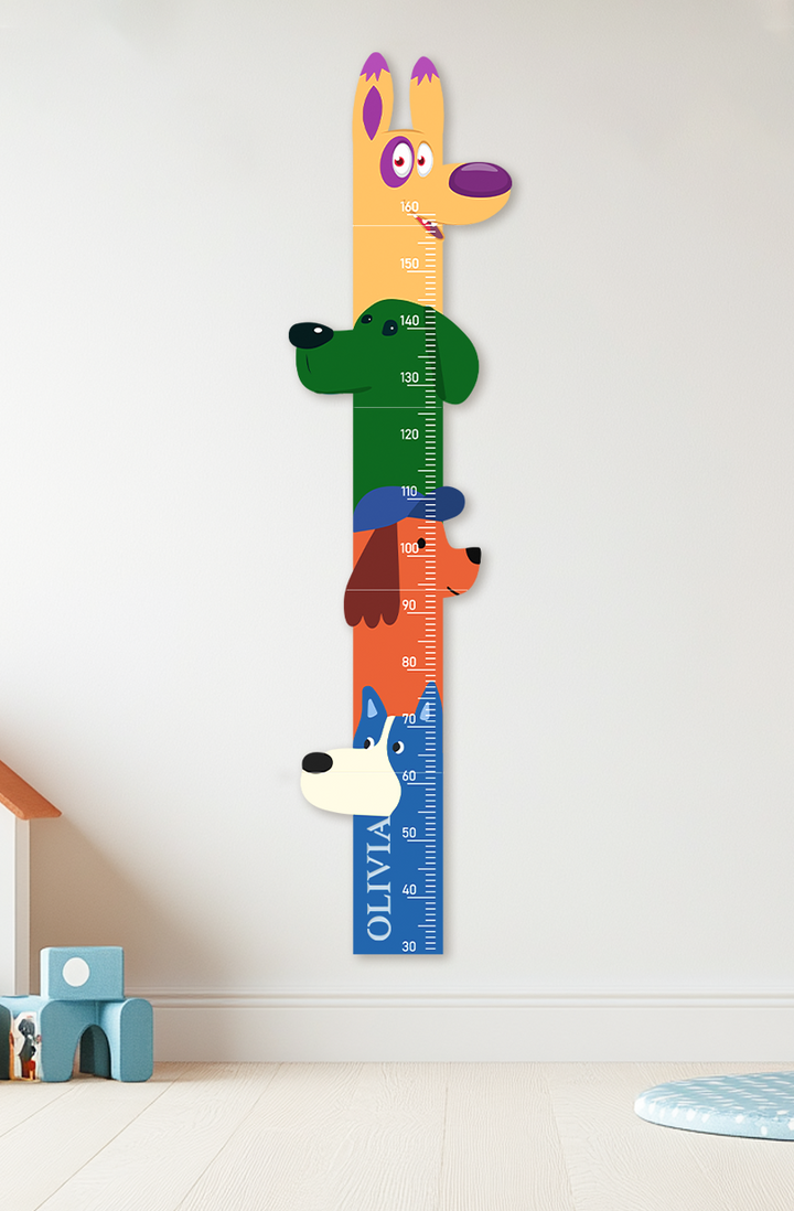 Personalized Wooden Colorful Dog Parade Growth Chart