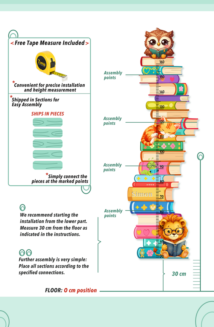 Personalized Wooden Bookstack Growth Chart