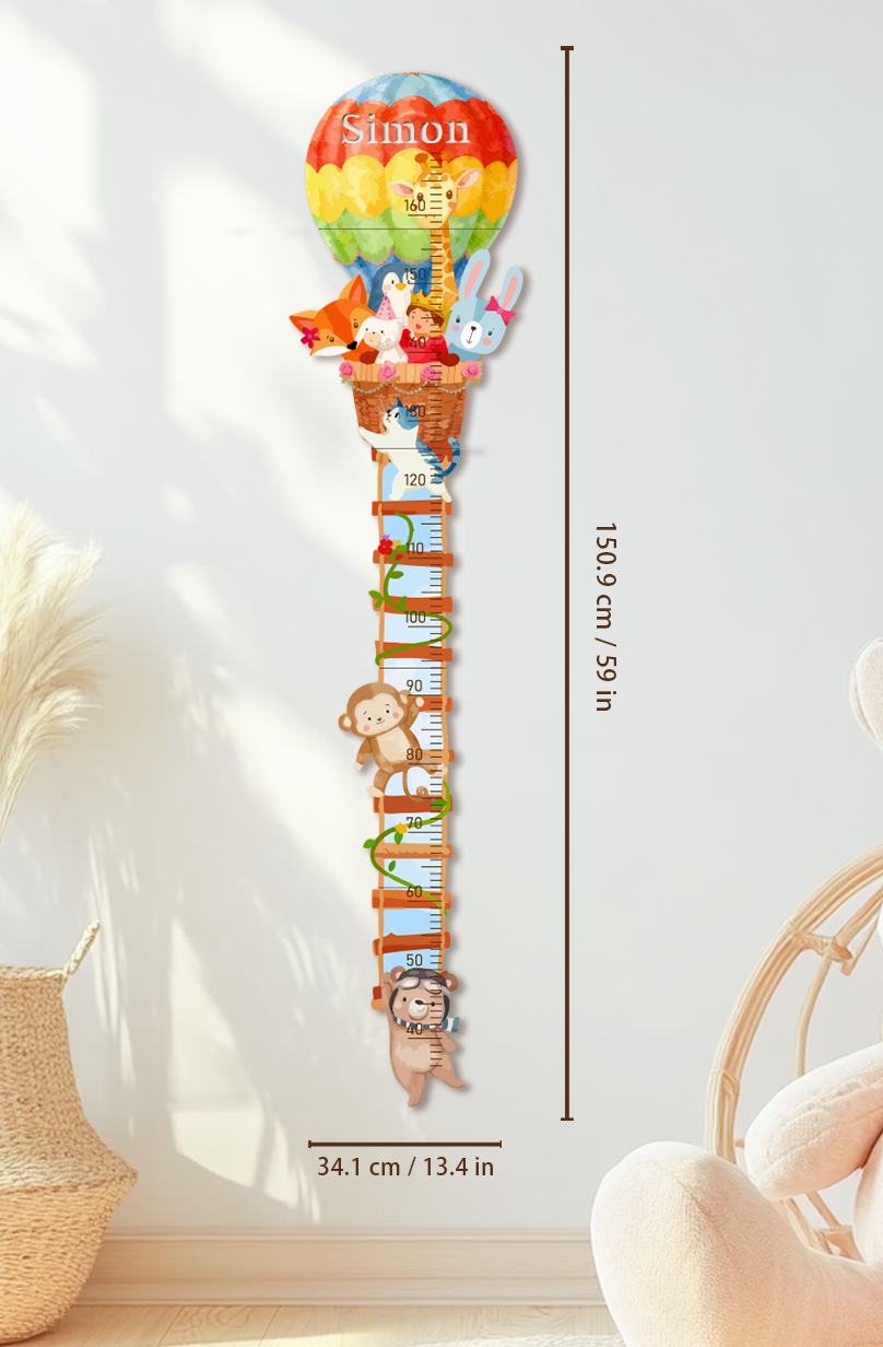 Personalized Wooden Hot Air Balloon Growth Chart