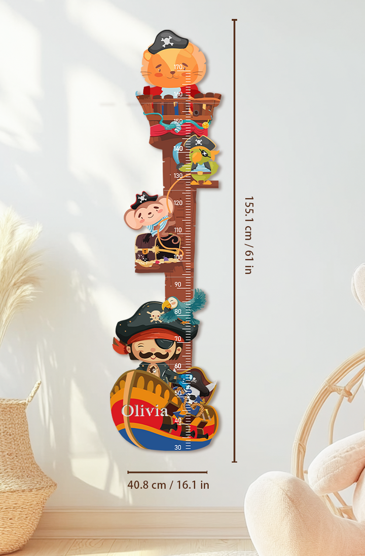 Personalized Wooden Pirate Ship Growth Chart