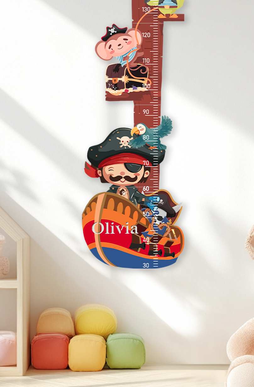 Personalized Wooden Pirate Ship Growth Chart
