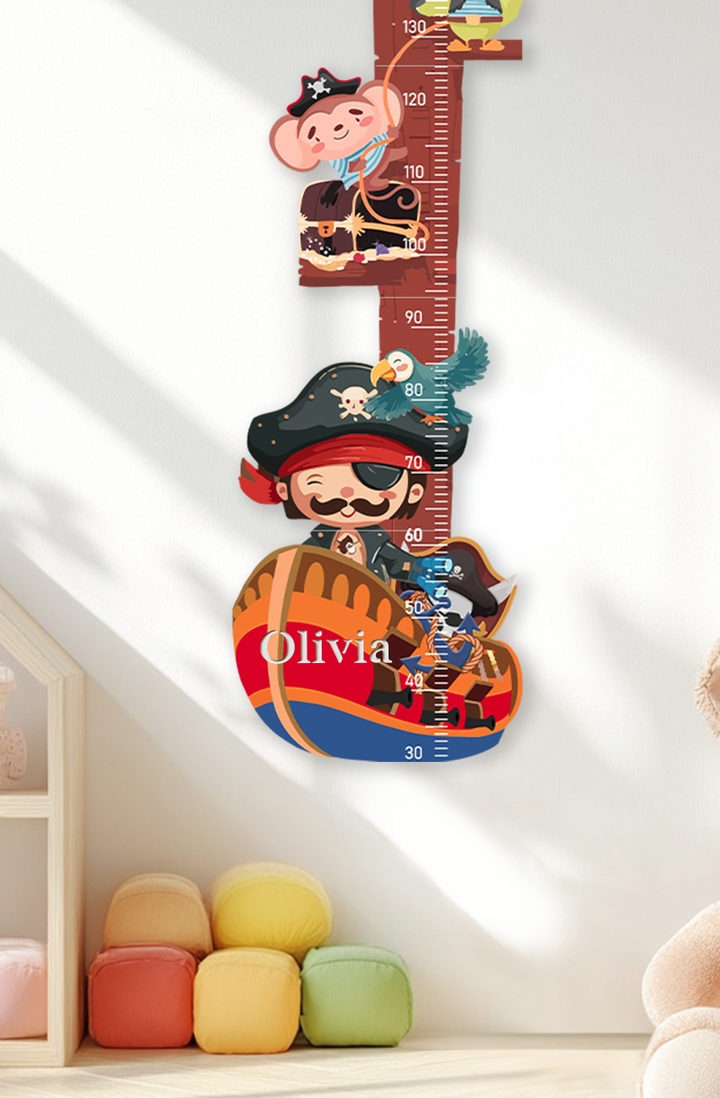 Personalized Wooden Pirate Ship Growth Chart