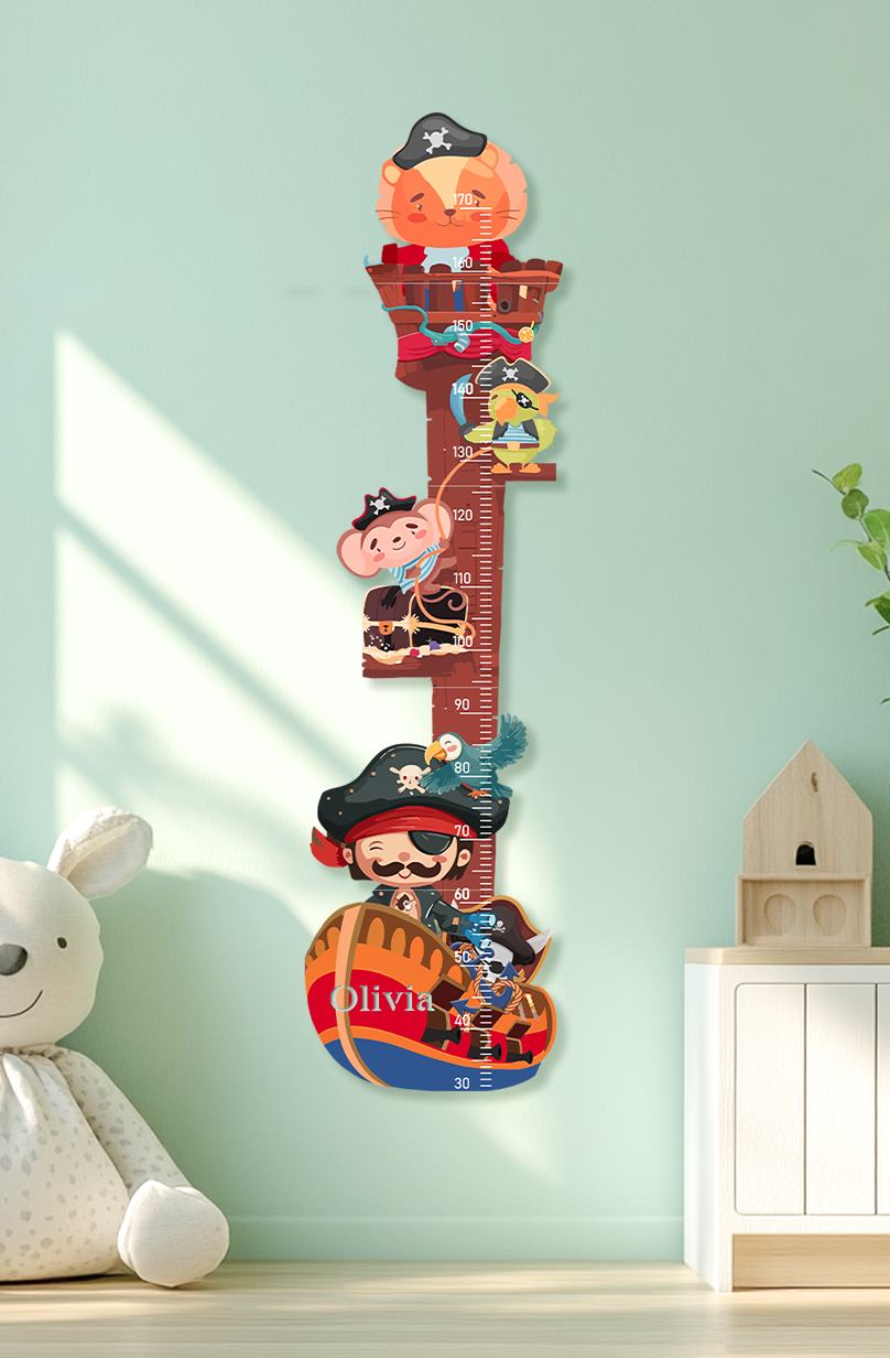Personalized Wooden Pirate Ship Growth Chart