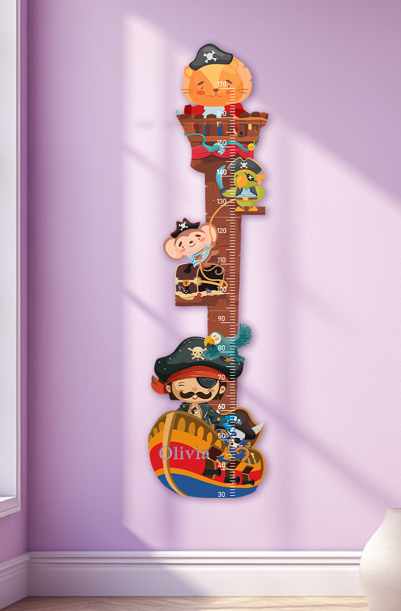 Personalized Wooden Pirate Ship Growth Chart