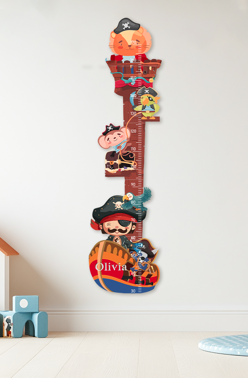 Personalized Wooden Pirate Ship Growth Chart