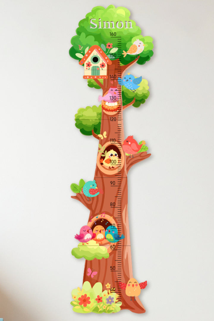 Personalized Wooden Birds and Flowers Treehouse Growth Chart
