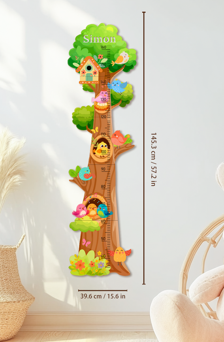 Personalized Wooden Birds and Flowers Treehouse Growth Chart