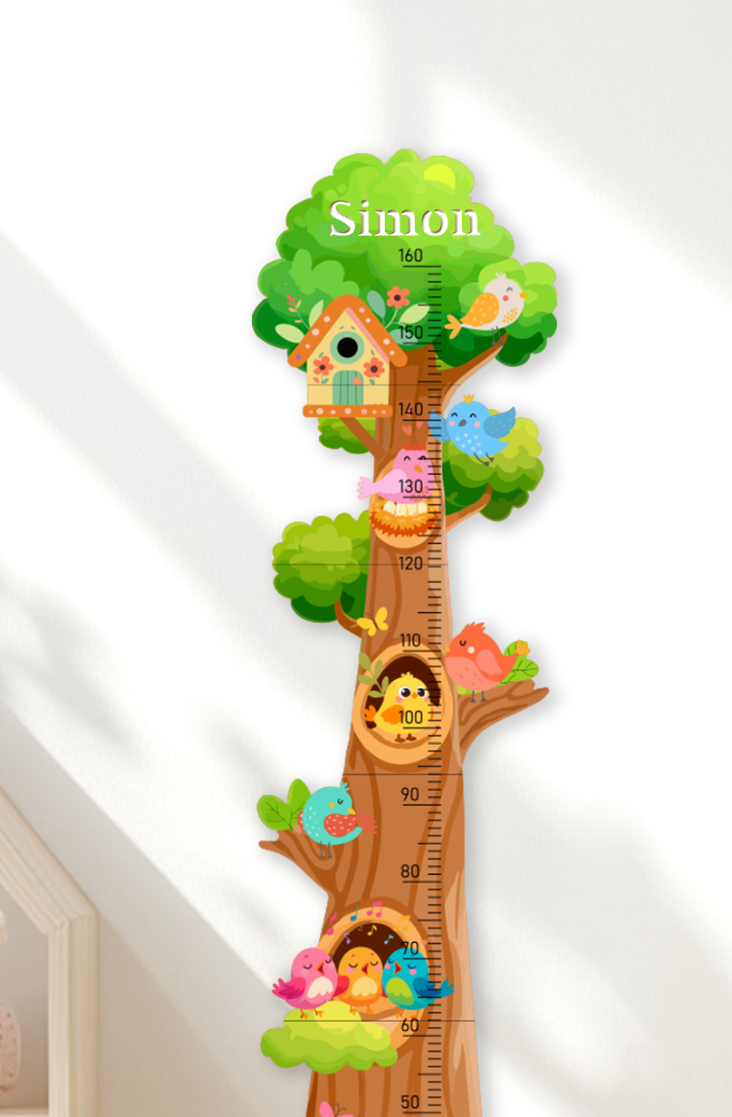 Personalized Wooden Birds and Flowers Treehouse Growth Chart
