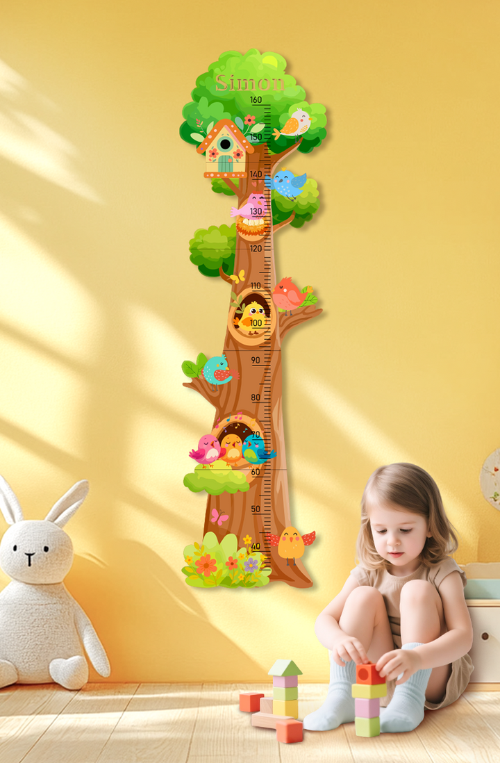 Personalized Wooden Birds and Flowers Treehouse Growth Chart
