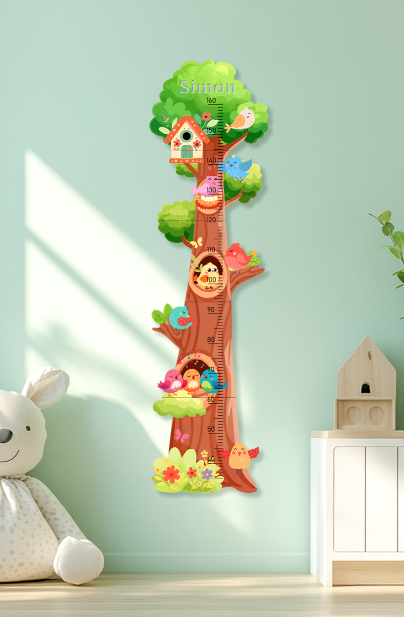 Personalized Wooden Birds and Flowers Treehouse Growth Chart