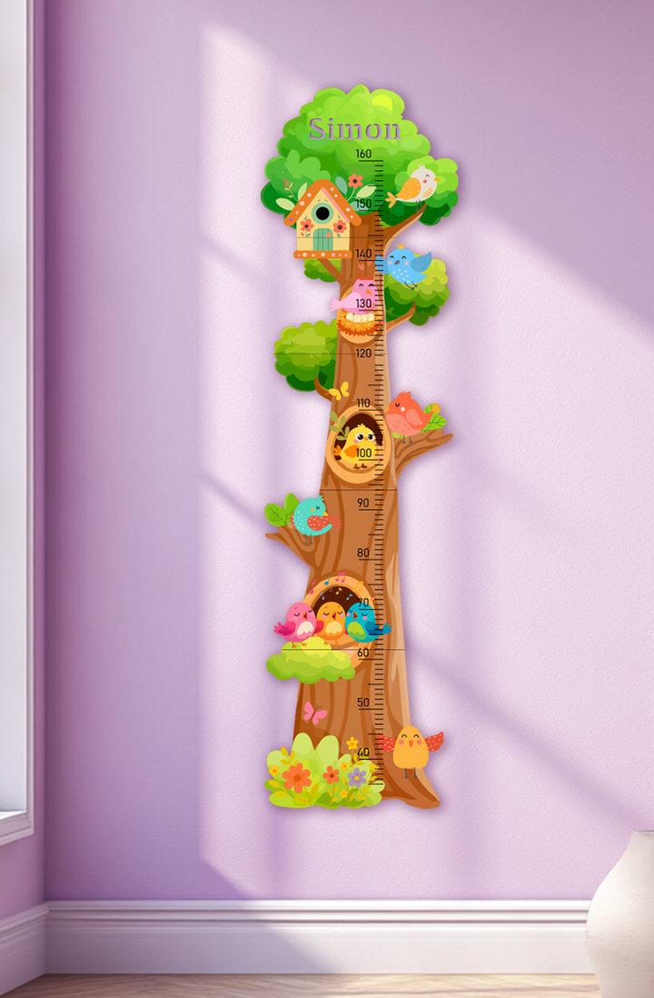 Personalized Wooden Birds and Flowers Treehouse Growth Chart