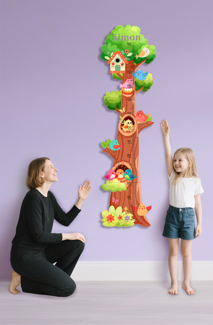 Personalized Wooden Birds and Flowers Treehouse Growth Chart
