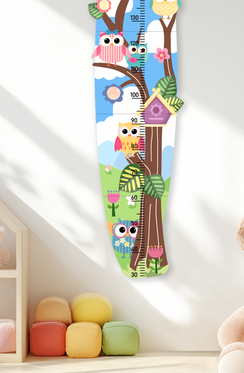 Personalized Wooden Colorful Owl Tree Growth Chart