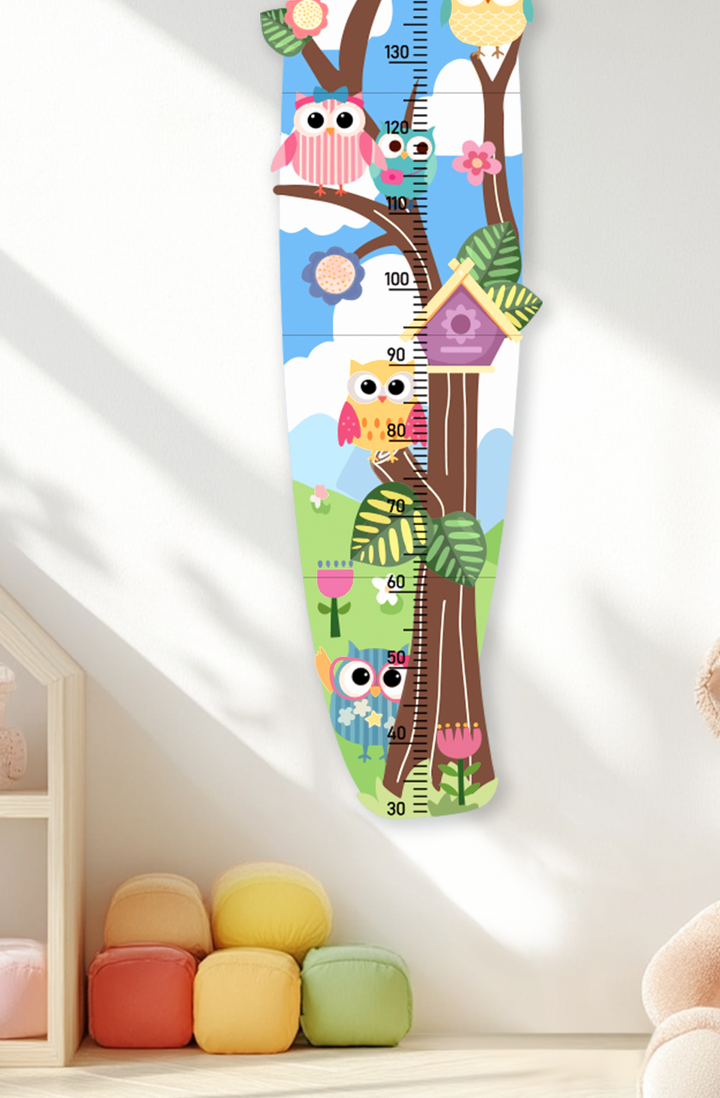 Personalized Wooden Colorful Owl Tree Growth Chart