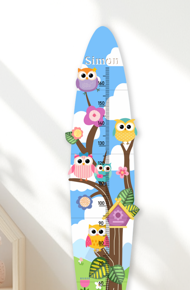 Personalized Wooden Colorful Owl Tree Growth Chart