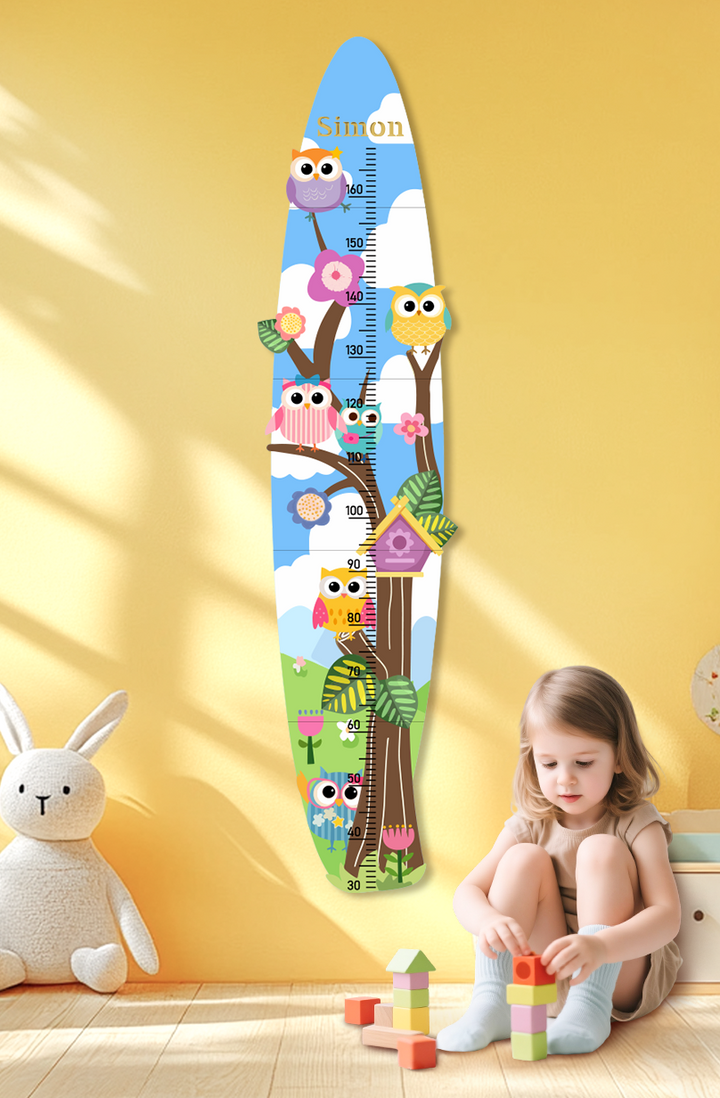 Personalized Wooden Colorful Owl Tree Growth Chart