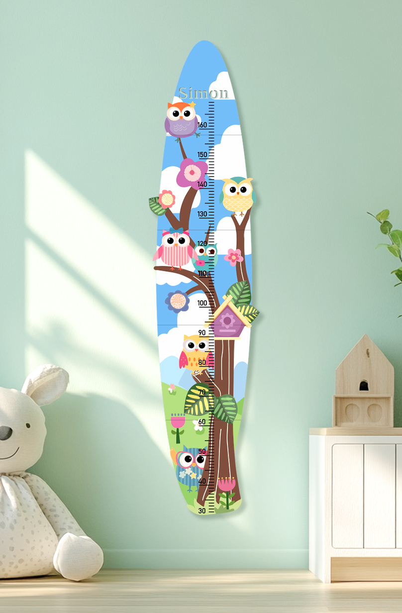 Personalized Wooden Colorful Owl Tree Growth Chart