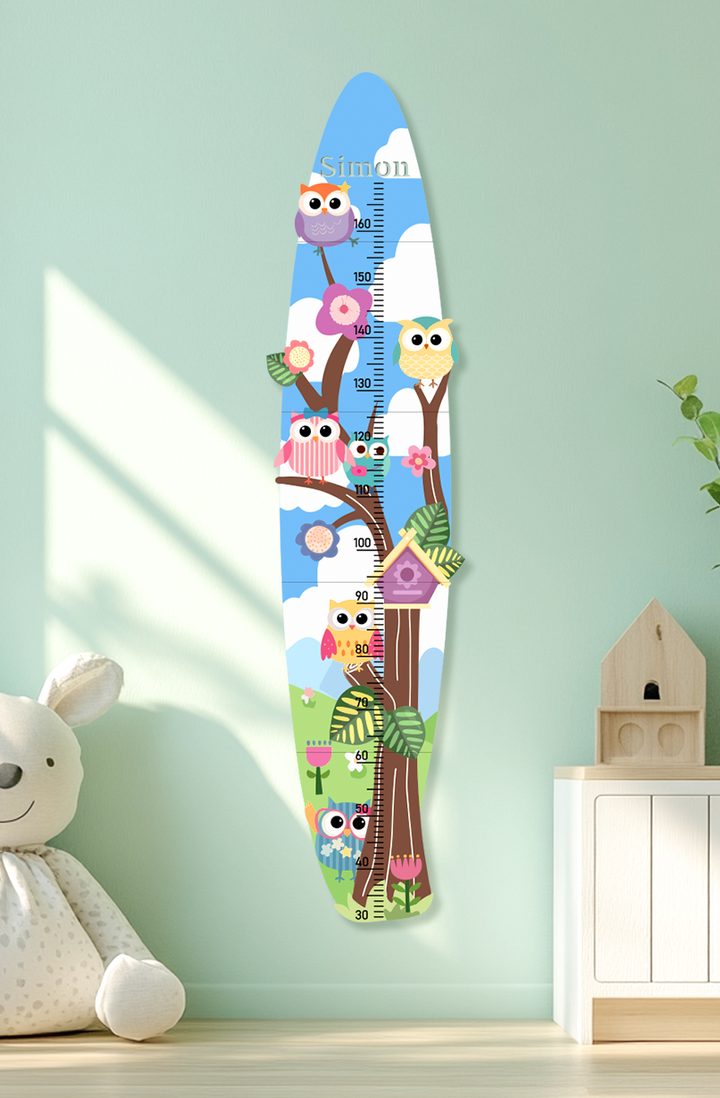 Personalized Wooden Colorful Owl Tree Growth Chart
