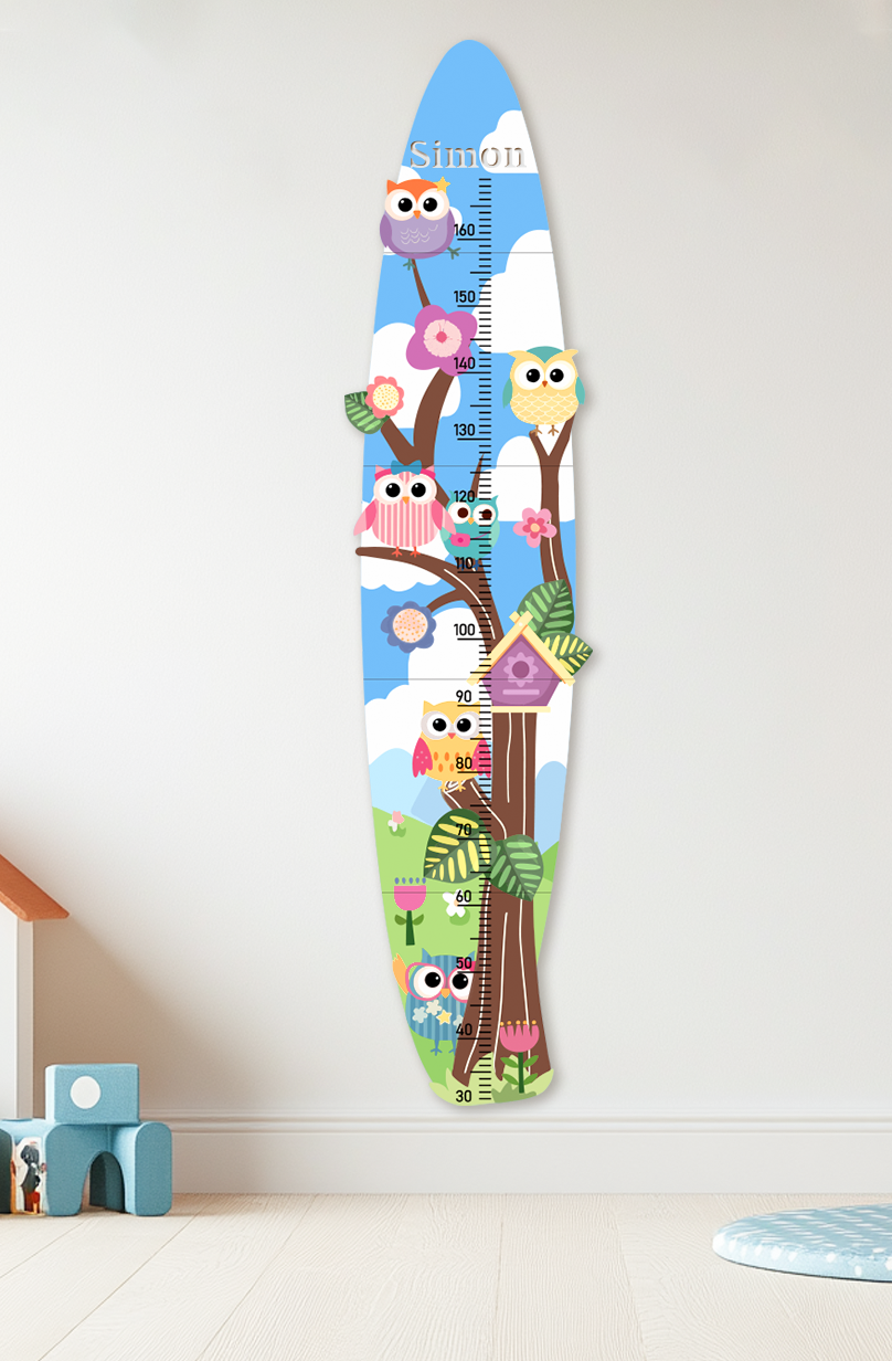 Personalized Wooden Colorful Owl Tree Growth Chart