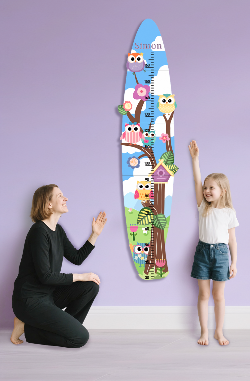Personalized Wooden Colorful Owl Tree Growth Chart