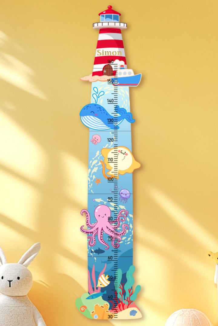 Personalized Wooden Nautical Sea Life Theme Growth Chart