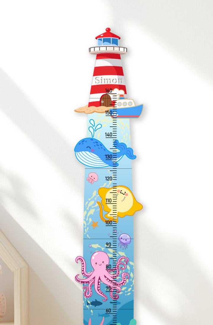 Personalized Wooden Nautical Sea Life Theme Growth Chart