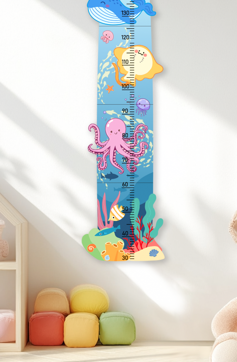 Personalized Wooden Nautical Sea Life Theme Growth Chart