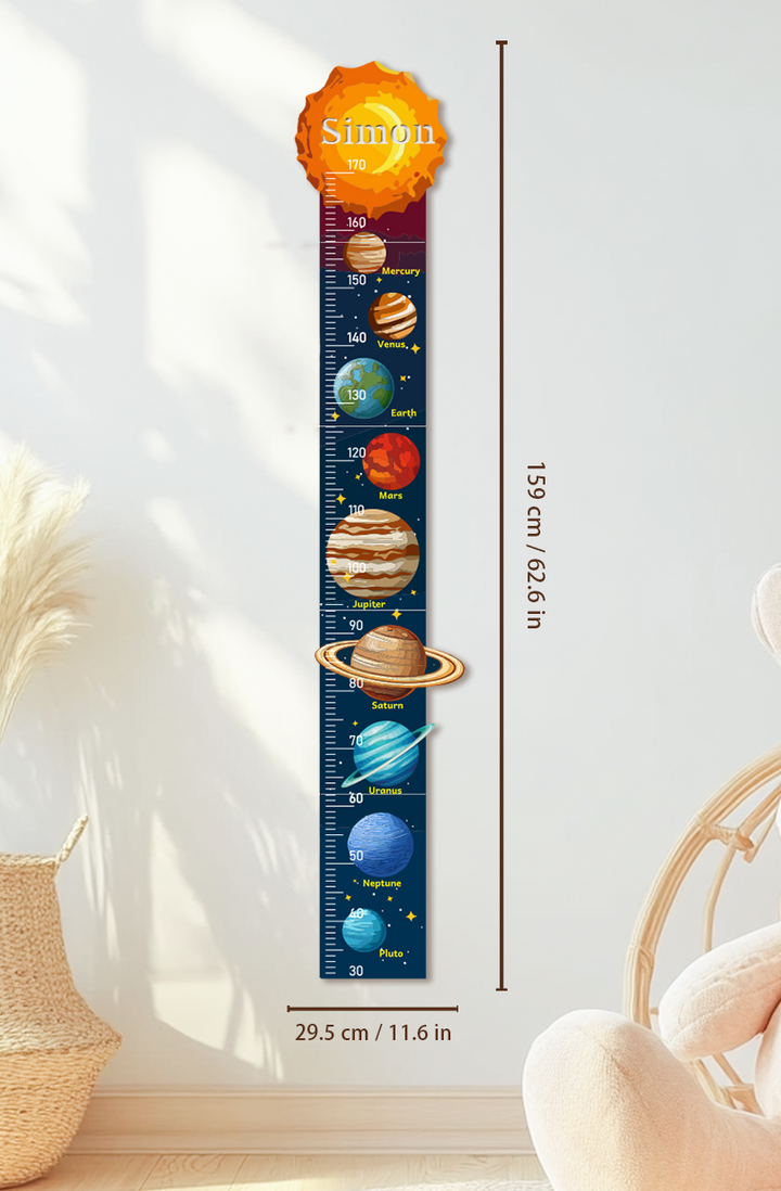 Personalized Wooden Solar System Growth Chart for Kids