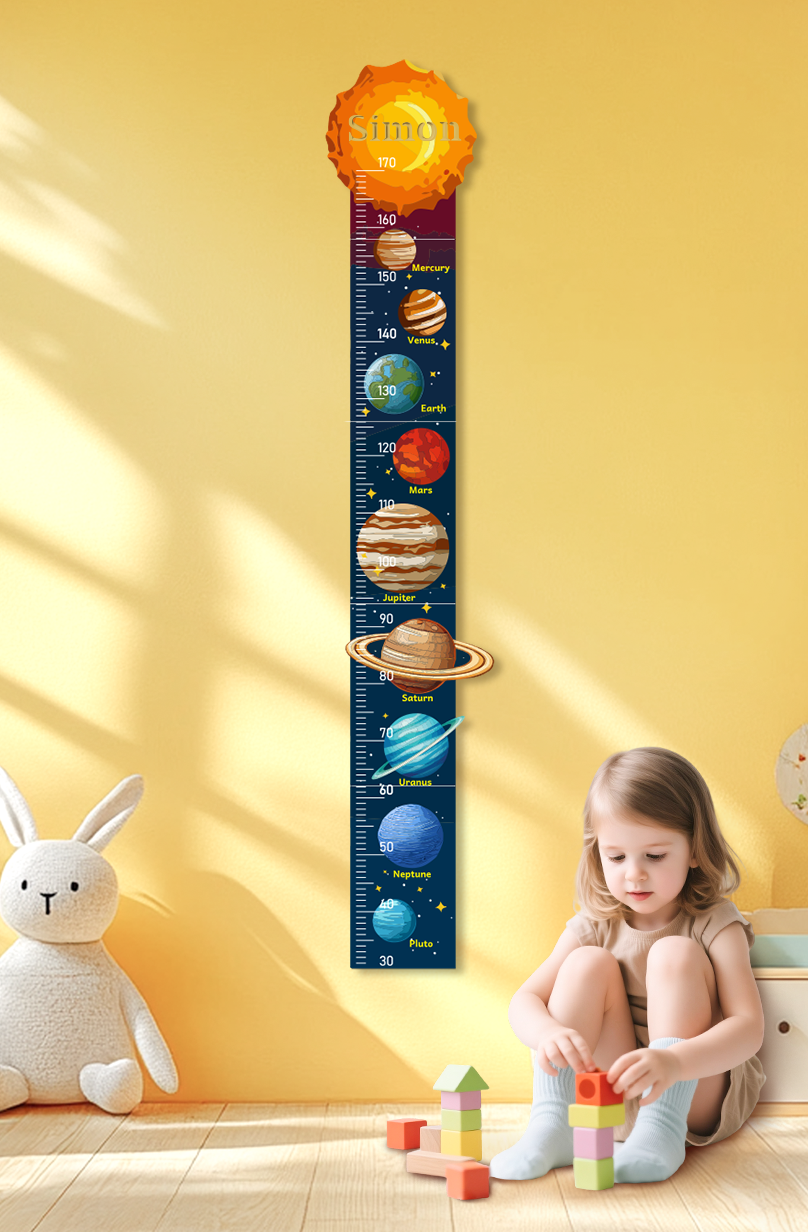 Personalized Wooden Solar System Growth Chart for Kids
