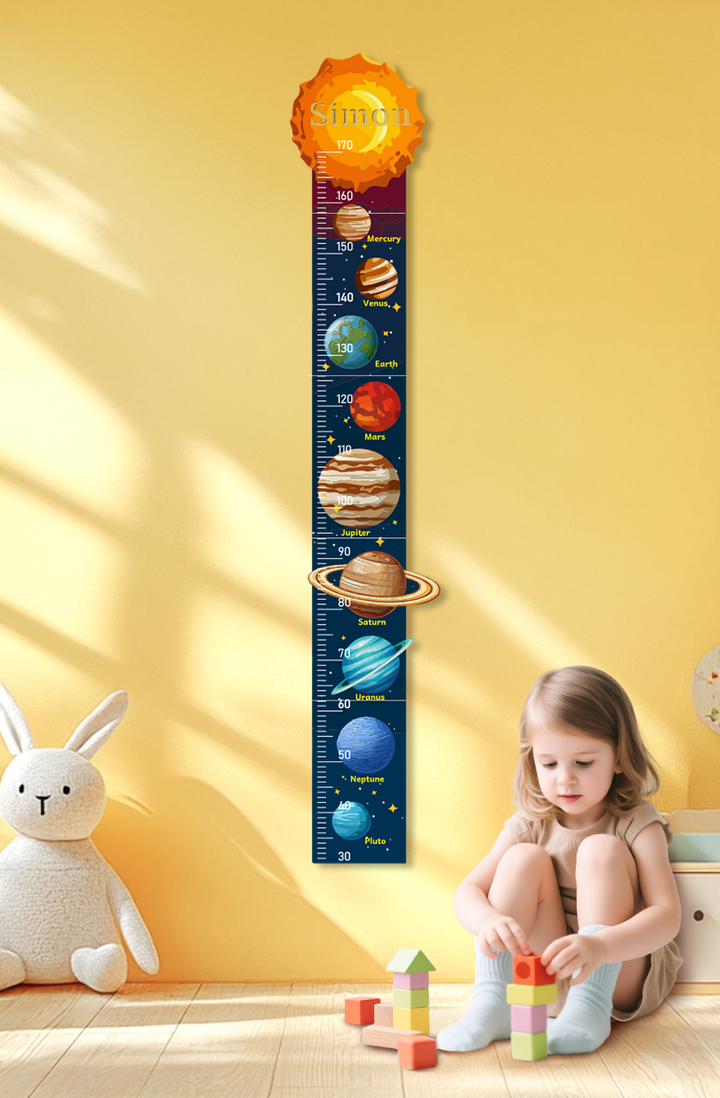 Personalized Wooden Solar System Growth Chart for Kids