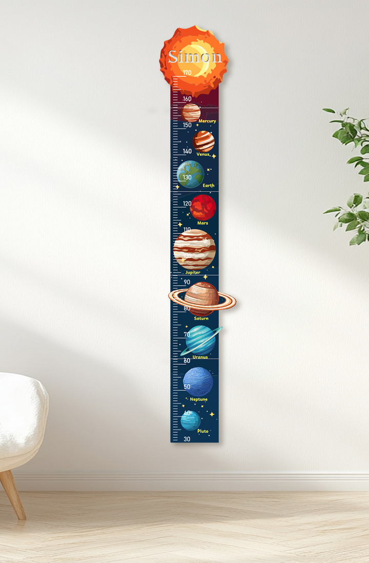 Personalized Wooden Solar System Growth Chart for Kids