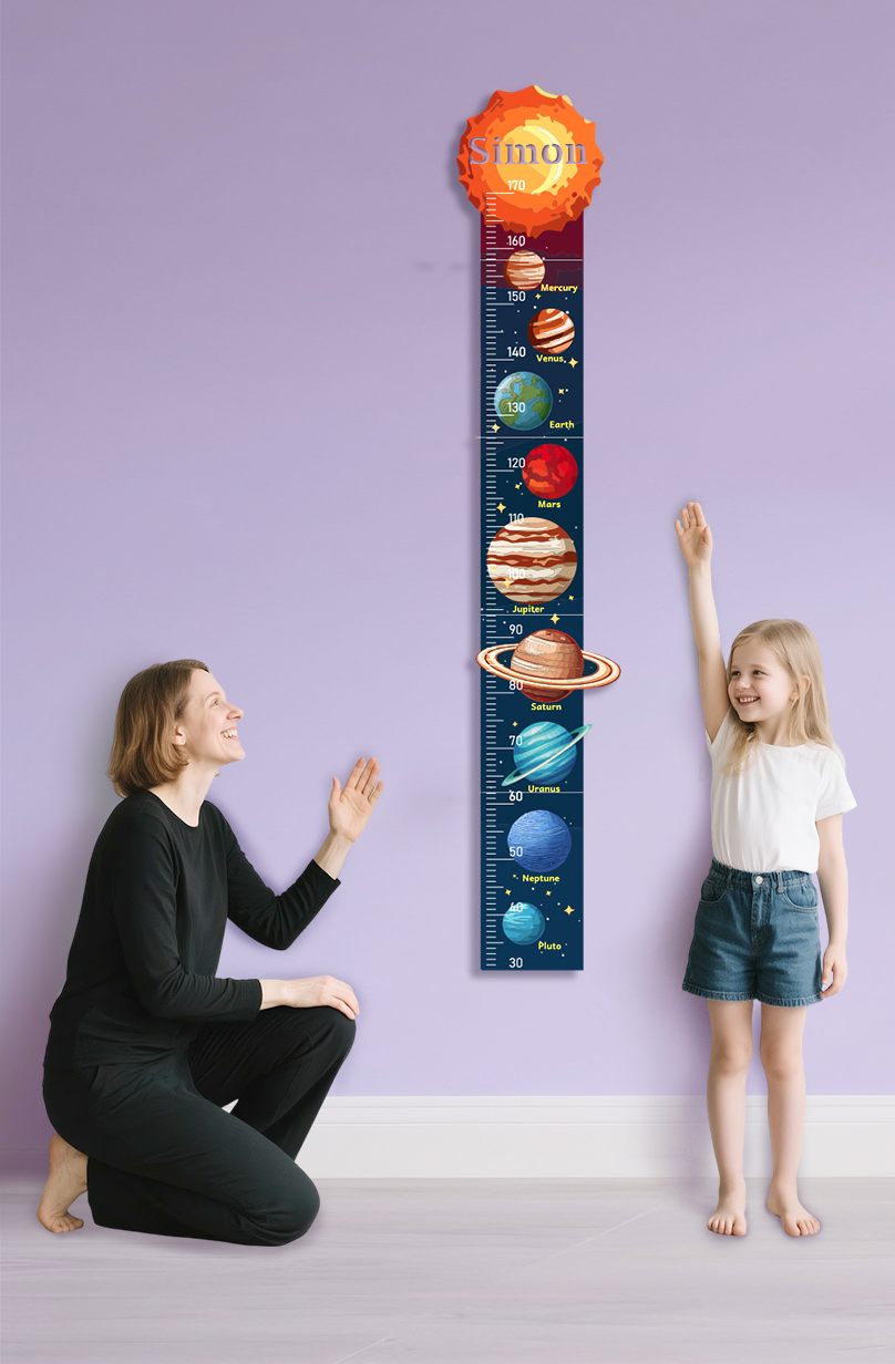 Personalized Wooden Solar System Growth Chart for Kids