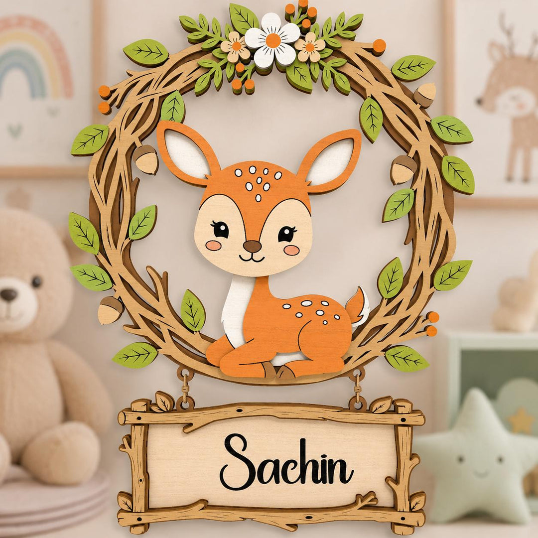 Personalized Deer Nursery Name Sign