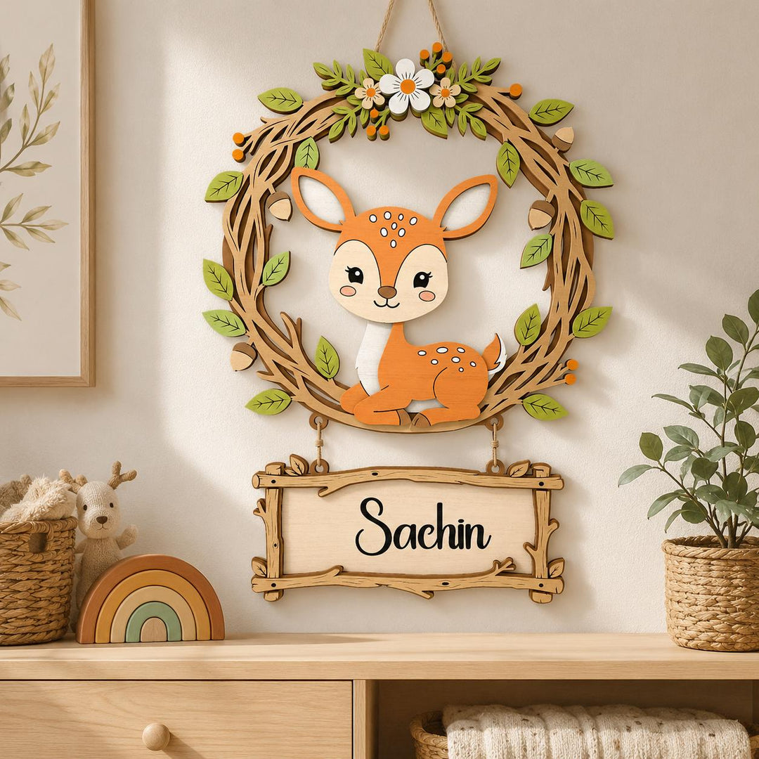 Personalized Deer Nursery Name Sign
