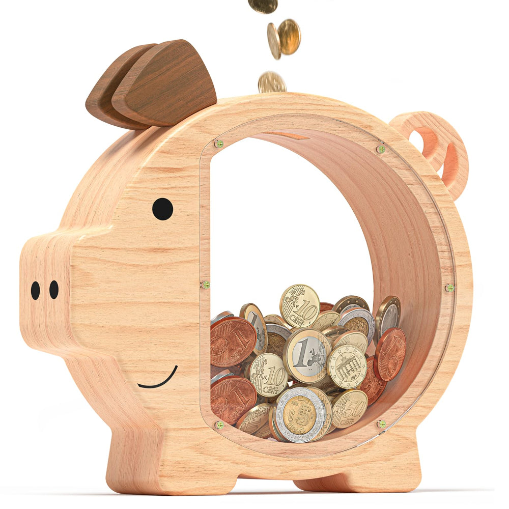 Personalized Wooden Pig Piggy Bank for Kids
