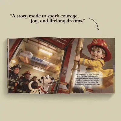 Personalized Brave Firefighter Adventure Book for Kids Woodemon